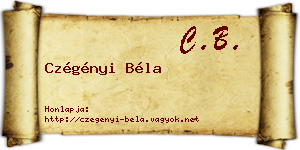 Czégényi Béla névjegykártya